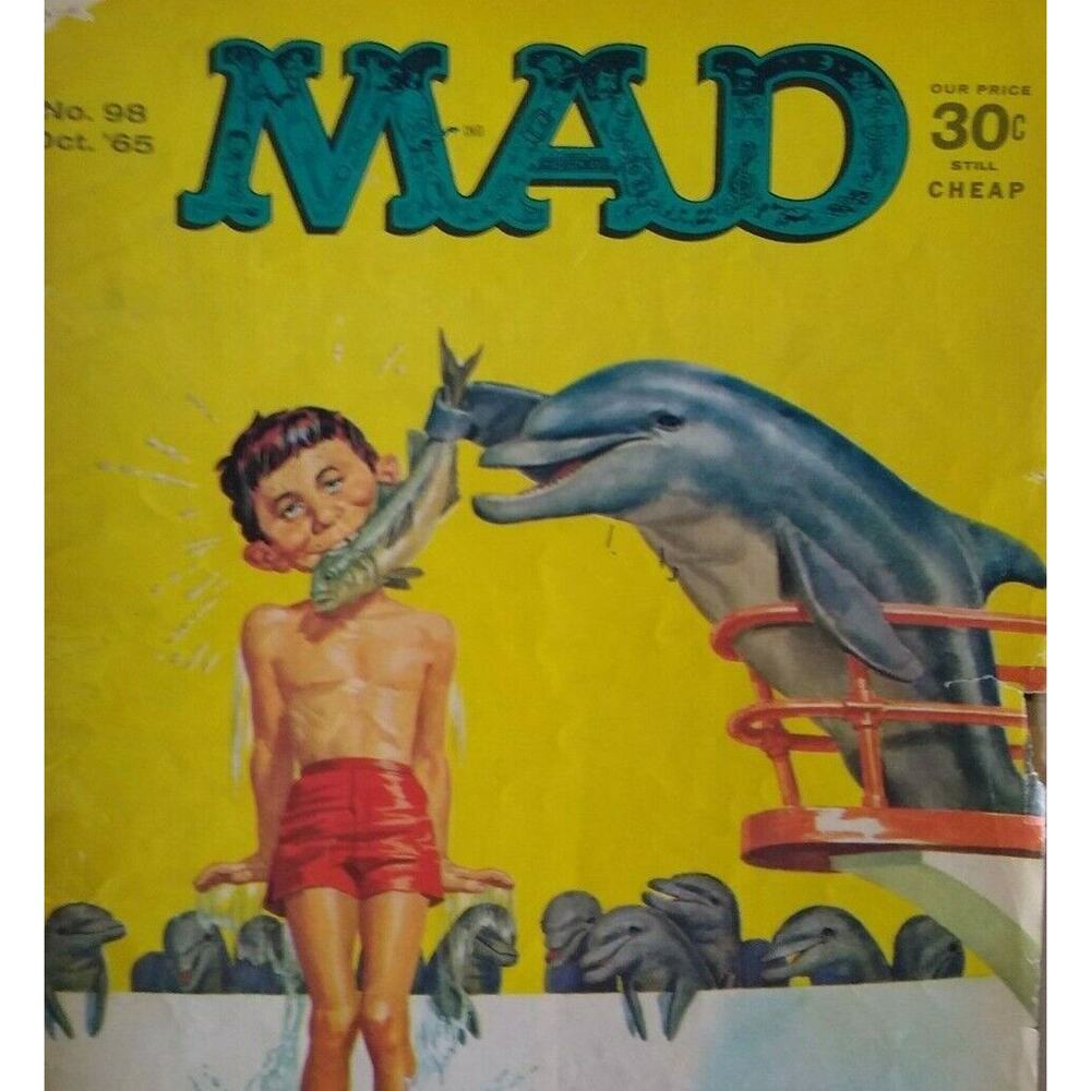 MAD Magazine Oct 1965 Issue No 98 Flipper Dolphin TV Show Lord Jim Movie Spoof